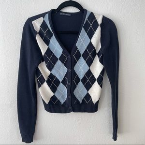 Brandy Melville navy argyle sweater